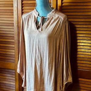 Carolina Belle Peach Blouse with Tie Neck